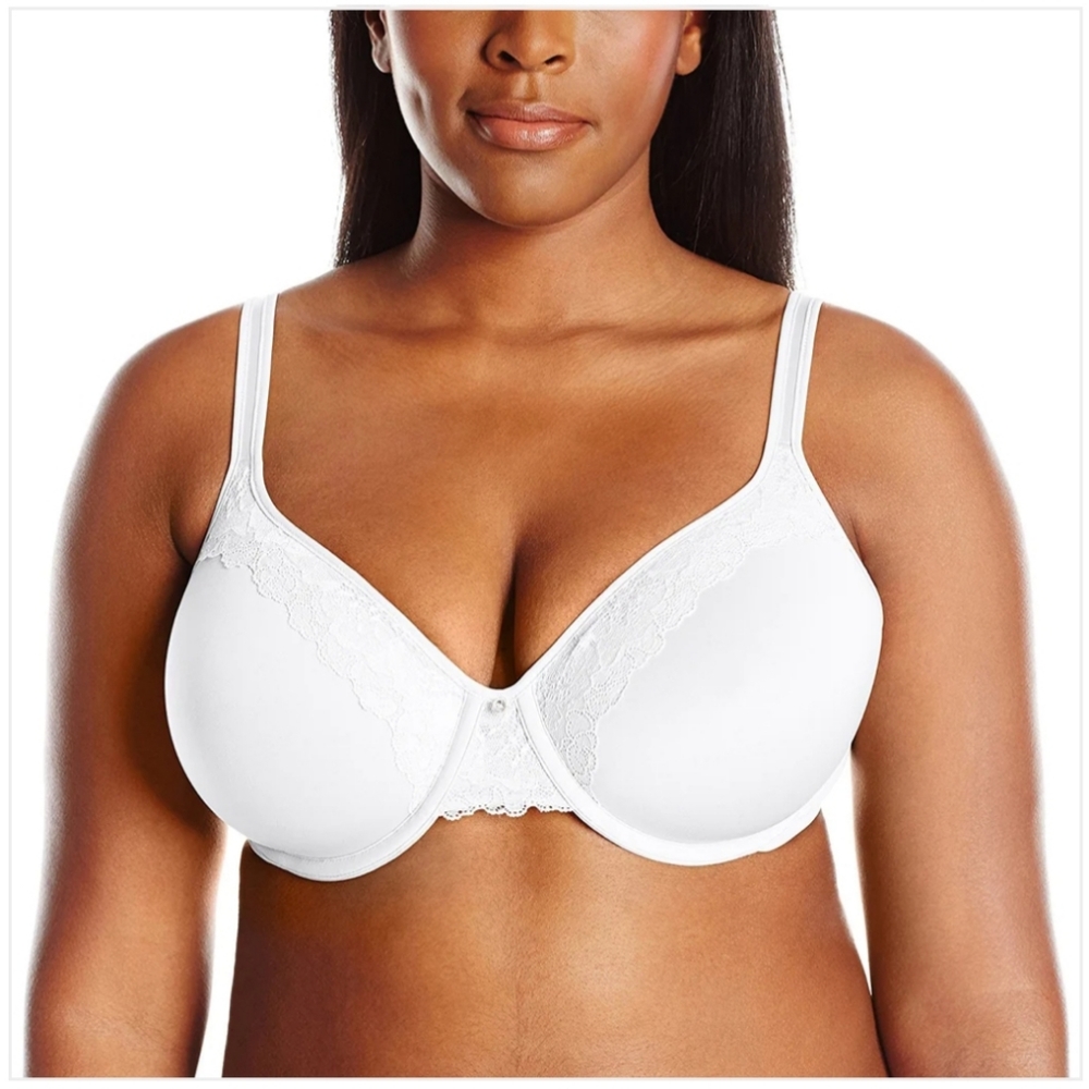 Bali 38DD White Lace Trim Underwire Bra 3197
